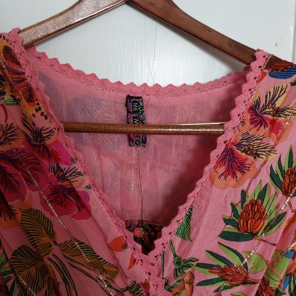 Me 2 Magic Pink Small Boho Maxi Tiered Floral Dress - Picture 4 of 10